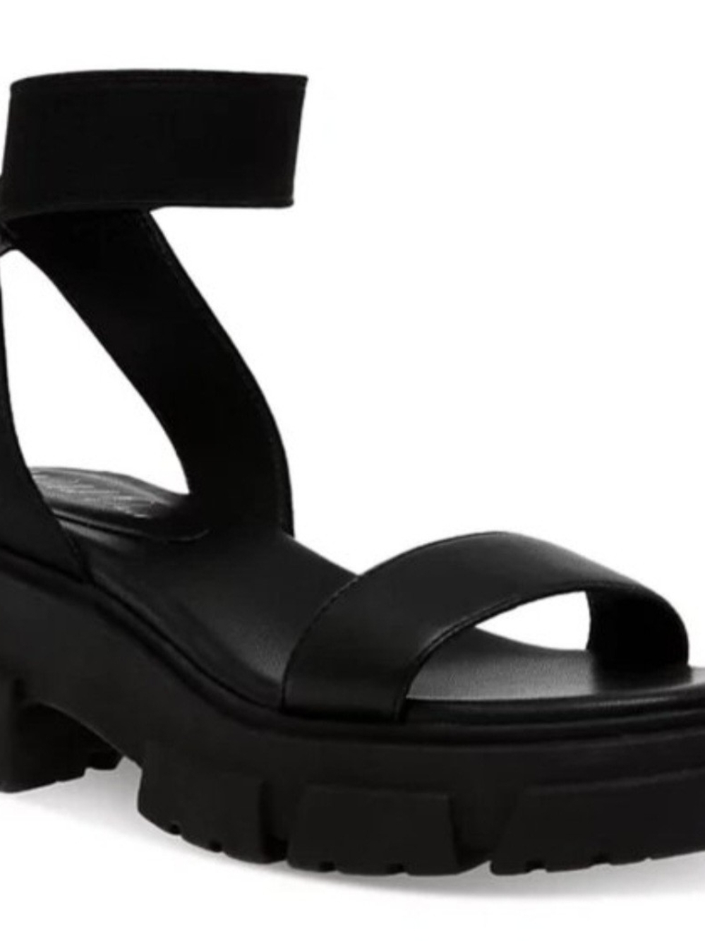 Women's Black Chunky Ankle-Strap Sandal